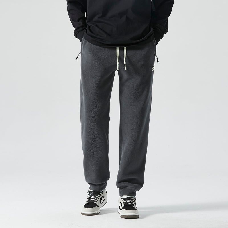 Men's Winter Warm Fleece Lined Sweatpants, Drawstring Leg Opening, Jogger Pants_voghion.com