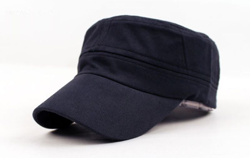 New Classic Plain Vintage Army Military Cadet Style Cotton Cap Hat Adjustable_voghion.com