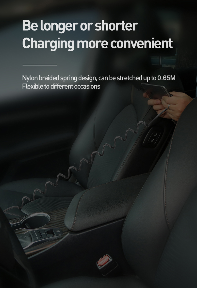6A 3-in-1 0.65M spring cable suitable for Huawei Xiaomi Samsung Micro 8-pin C-type fast charger suitable for i_voghion.com