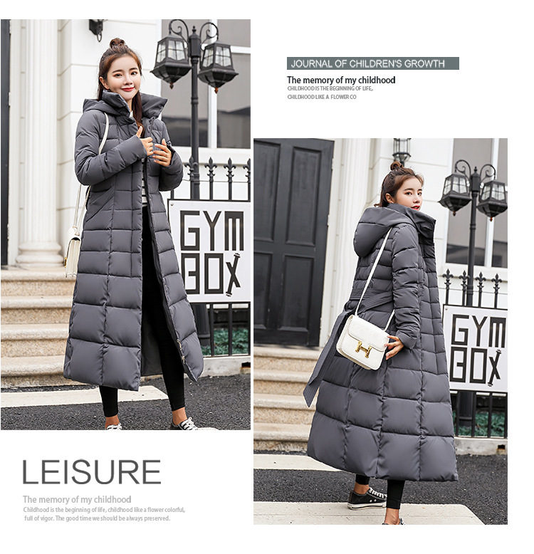 2025 Winter Damen Parkas Jacke Warm Mode Bequem Bogen Gürtel Fuchs Pelz Kragen Kleidung Langes Kleid Büro Casual Damen Dicker Mantel_voghion.com