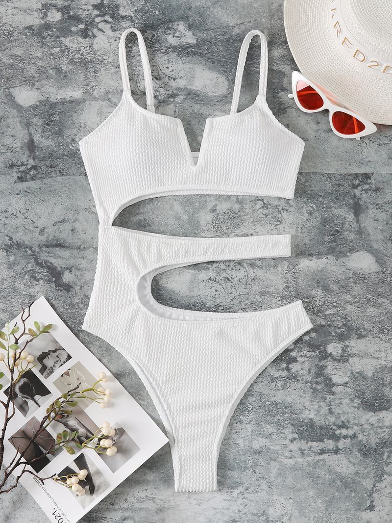 Maillot de bain une pièce sexy pour femme, col en v creux, bikini_voghion.com