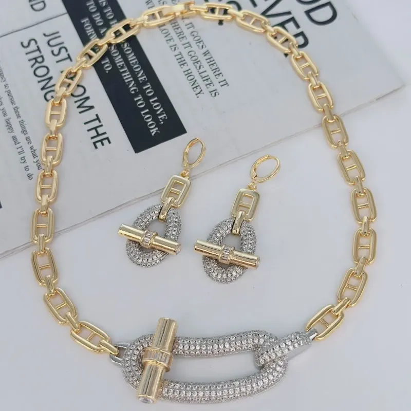 Conjunto de artesanato boutique Chain Heavy Industry: pulseira com nariz de porco, colar punk, anel, joias de designer originais._voghion.com