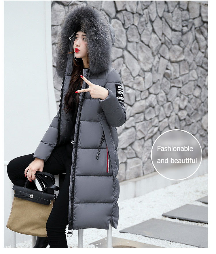 2022 piumino invernale Parka da donna J grande collo di pelliccia cappotto sottile spesso moda capispalla in cotone con cappuccio lungo autunno femminile_voghion.com