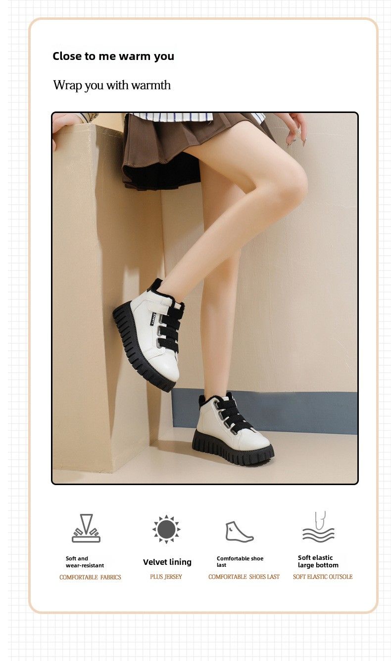 Stivali da neve alti in pile da donna, scarpe termiche per studenti, scarpe casual con plateau in cotone_voghion.com