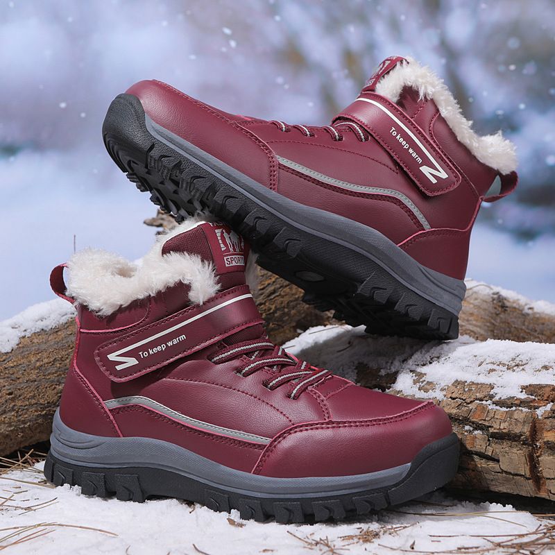 Chaussures d'hiver montantes en velours pour femmes âgées, chaussures chaudes en coton pour hommes d'âge moyen, chaussures de marche pour maman et papa_voghion.com