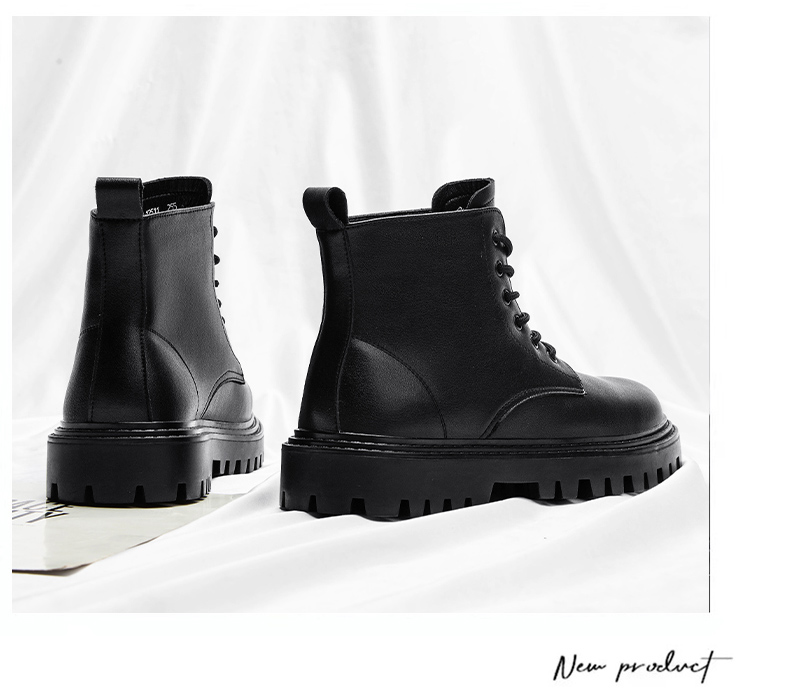 Mens Work Boots Black Duty Combat Army Safety Boots Waterproof Genuine Leather Lace Up Site Tactical Security_voghion.com