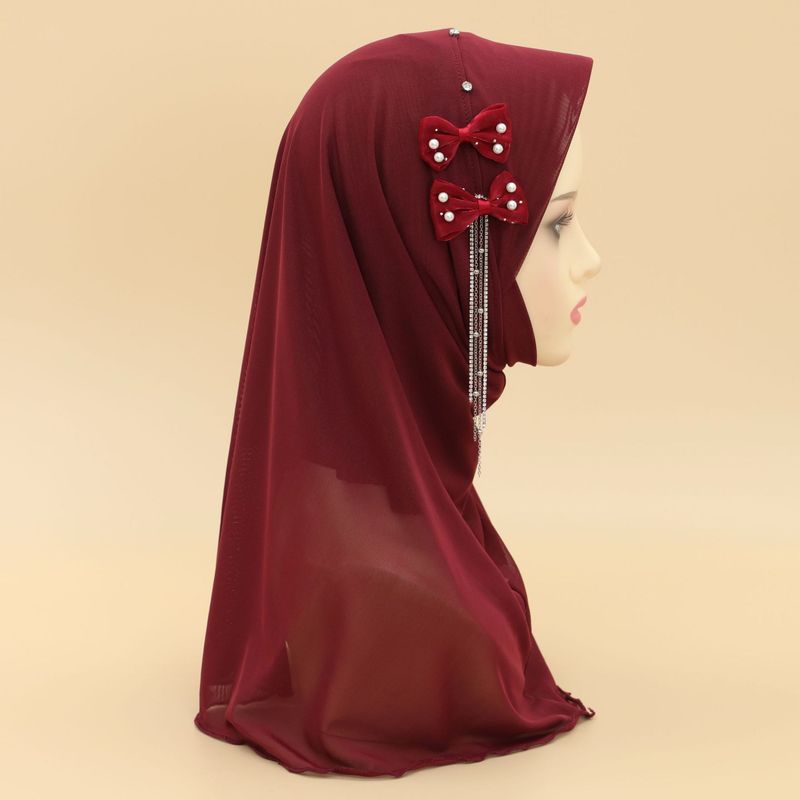 Dame hijab hotselgende ensfarget sløyfe dusk netting myk brem dame chiffon hodeskjerf skjerf_voghion.com