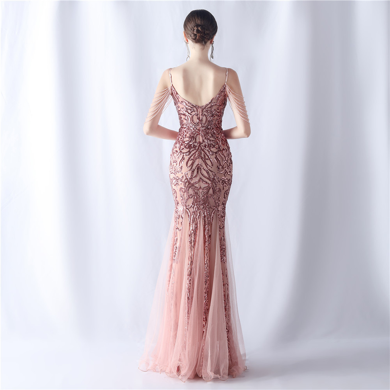 ChicShe ChicShe 31562#Positioning Flower Bead Mesh Craft Beaded 3034 Export New High-end Evening Dress_voghion.com
