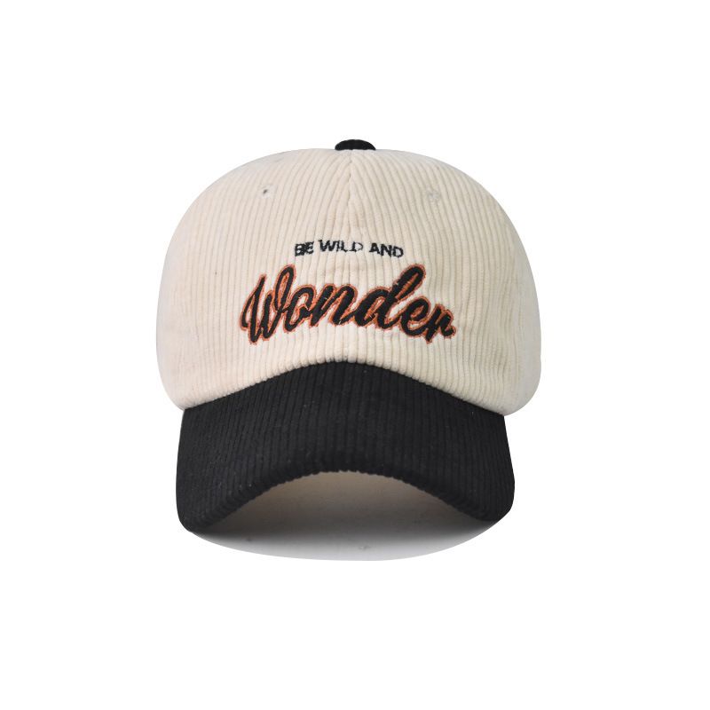 Berretto da baseball coreano autunno e inverno alla moda in velluto a coste con piccole lettere colorate, berretto a becco d'anatra resistente al freddo_voghion.com