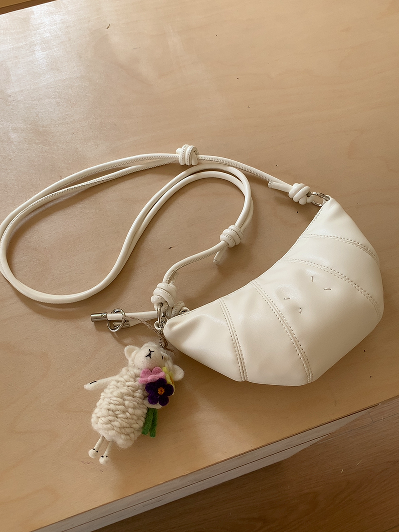 Borsa a tracolla piccola da donna, stile coreano, semplice, versatile, leggera e casual, stile mini corno, 2025_voghion.com