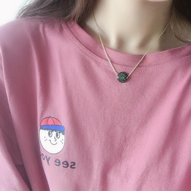 Collier court en diamant rond pour femme, bijou de style médiéval, style luxueux, pierres précieuses, couleur magnifique, style champignon, style rétro simple_voghion.com