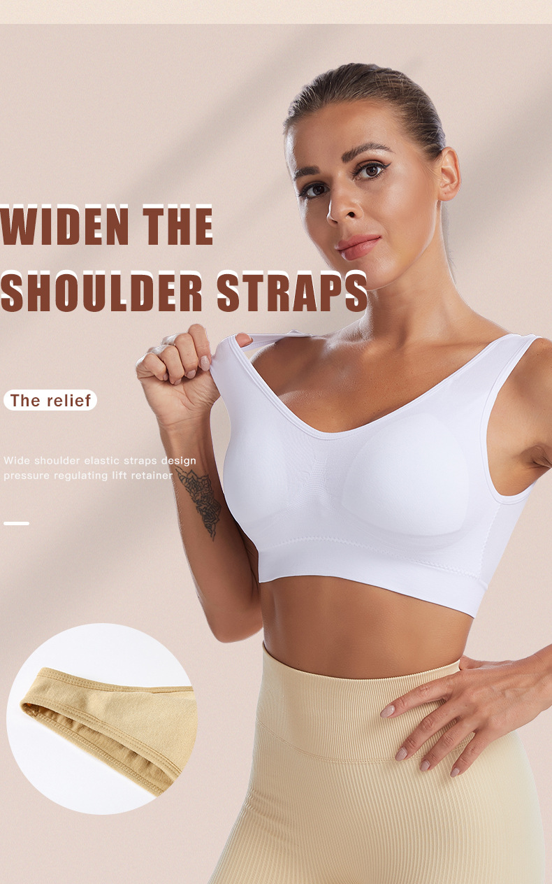 Damen Sport BH ohne Bügel Push Up Weste Style Schöner Rücken Unterwäsche Große Größe mit Einsätzen Running Fitness Yoga BH_voghion.com