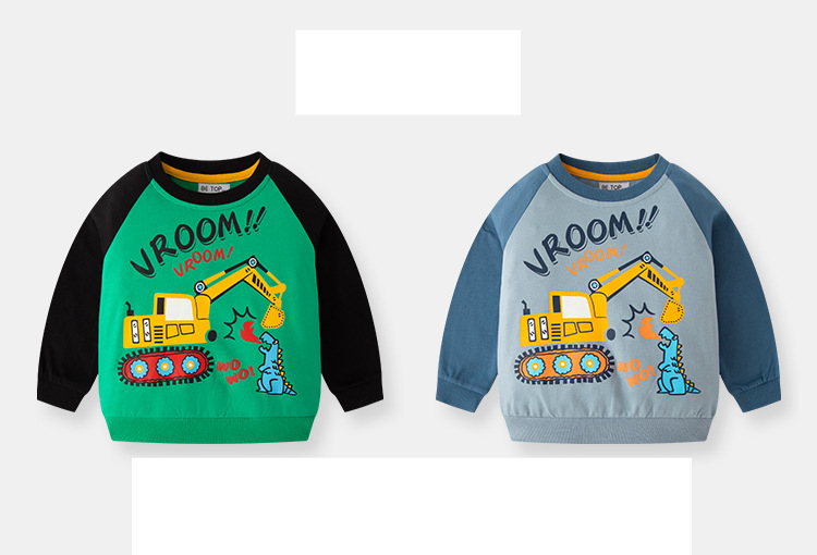 Kinder Herbst Cartoon Hoodie Baby Pullover Jungen Baumwolle Ärmel Top_voghion.com