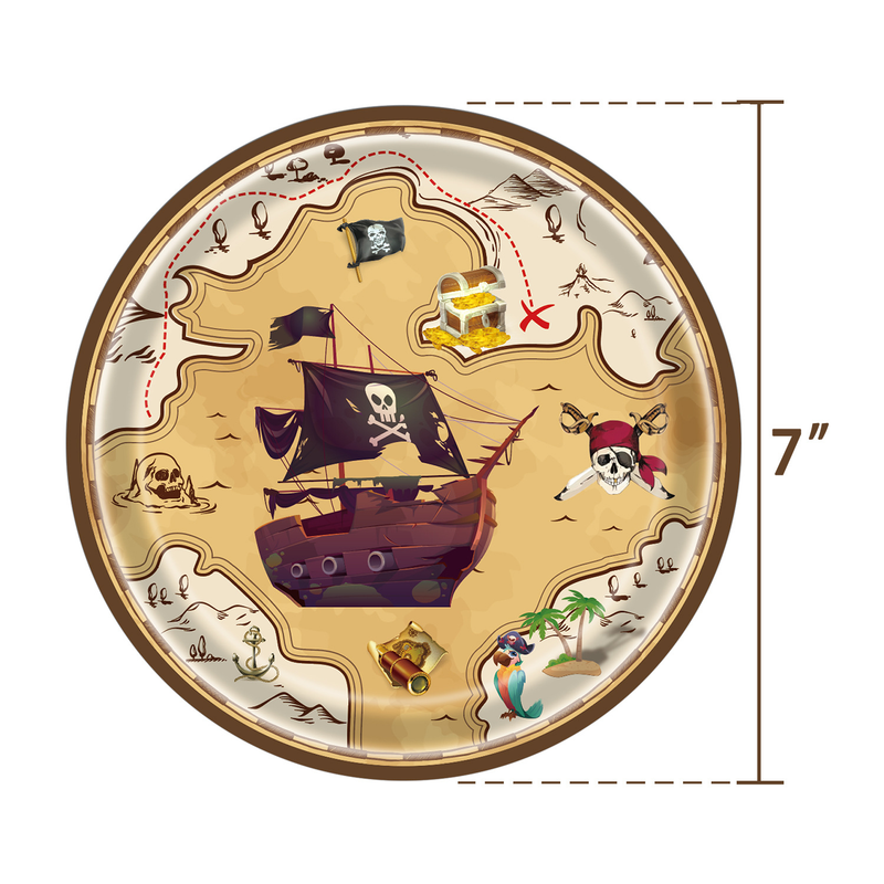 Novo pirata tesouro caça tema pano de mesa descartável, placa de papel, copo de papel, guardanapo de papel, bandeira puxando festa conjunto suprimentos decorativos_voghion.com