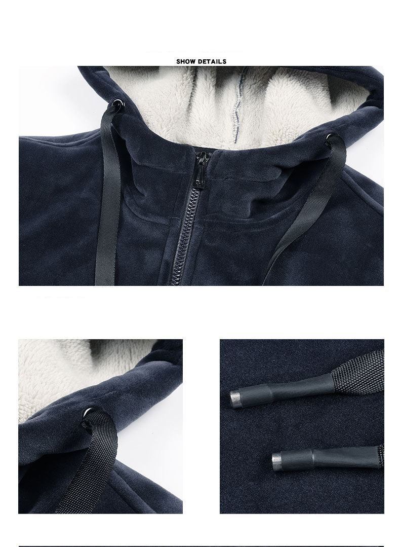 Jachetă de iarnă pentru bărbați, cu glugă din fleece Silver Fox, din două piese, caldă, din fleece de miel_voghion.com