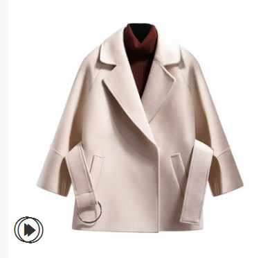 New Woolen Coat For Women's Autumn And Winter Woolen Coat Short Cape With Waistband_voghion.com