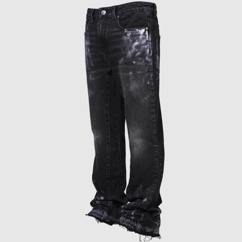 Herrenbekleidung Außenhandel Amerikanischer Retro-RO-Stil Kordelzug Reißverschluss Farbverlauf Gewaschen Distressed Lose Weites Bein Wisch-Arbeitskleidung Jeans für Männer_voghion.com