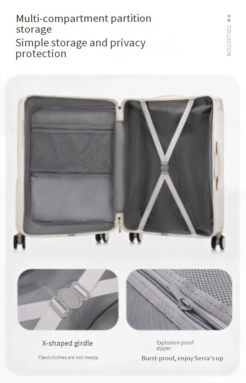 Gepäck Breiter Trolley Gepäck Frontöffnungsbox Damentrolley 24 Zoll Große Kapazität Passwort Reiselederkoffer_voghion.com