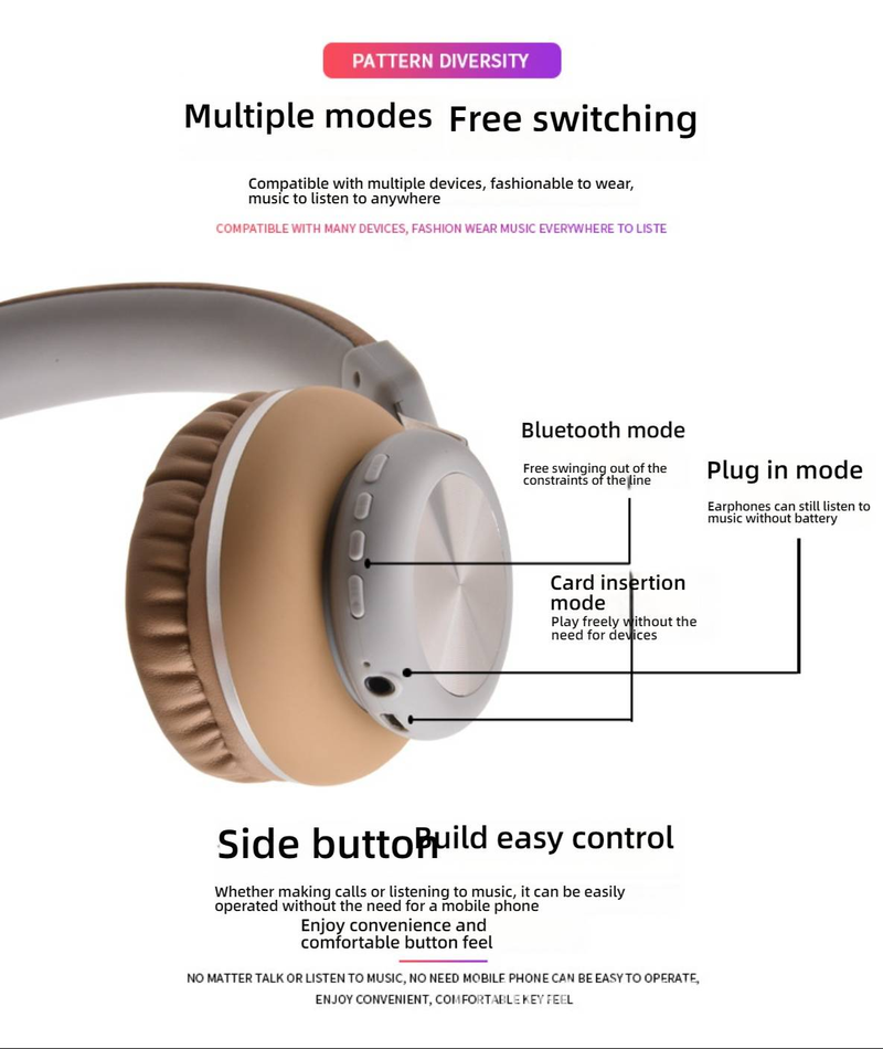 Trådløse Bluetooth-hodetelefoner Over-Ear-sportshodesett med dyp bass og støyisolering, universell telefonkompatibilitet_voghion.com