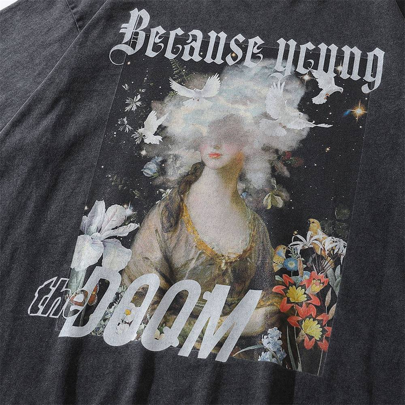 T-shirt à manches courtes pour homme, style streetwear, ample, col rond, délavé, style ancien_voghion.com