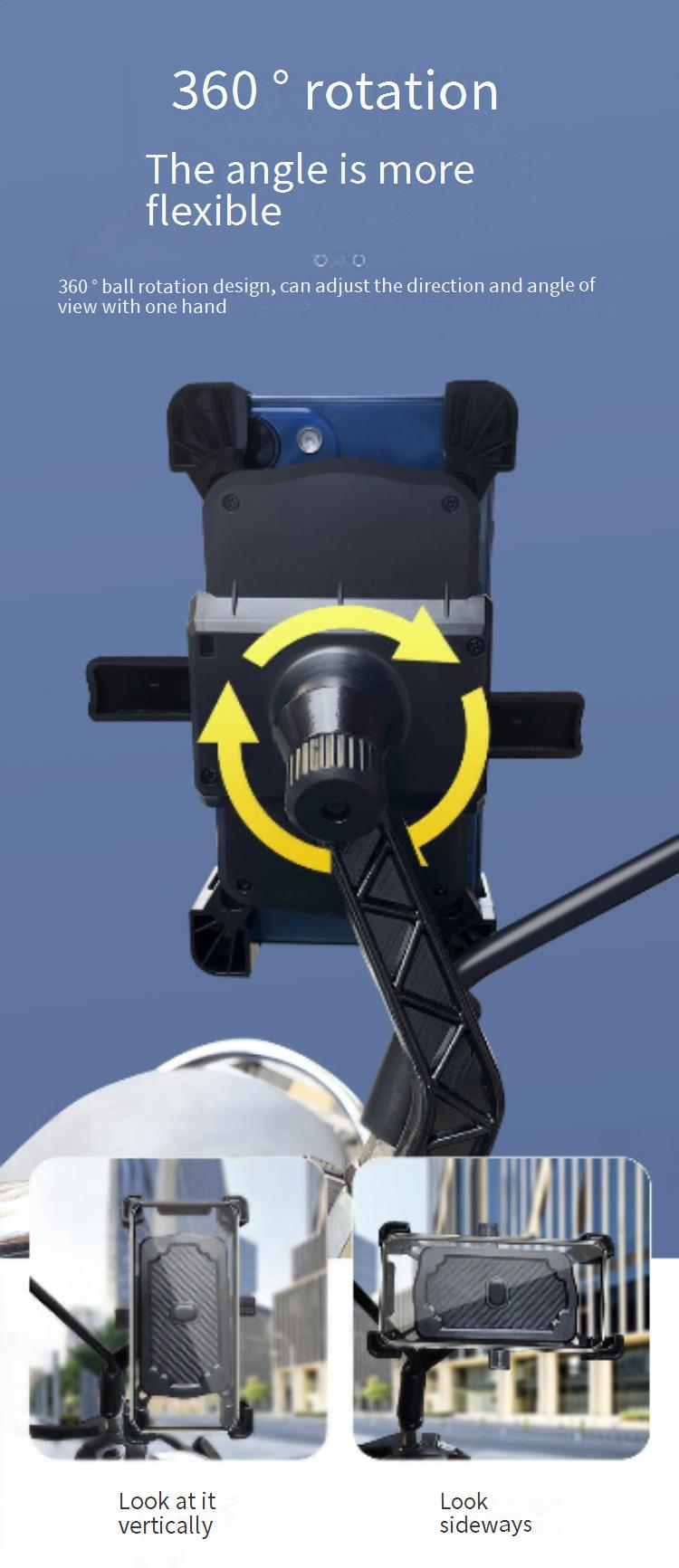 Universelle Fahrrad-Telefonhalterung für Motorrad, E-Bike und Mountainbike – stoßfeste Telefonhalterung für Lenker/Rückspiegel, verstellbar und sicherer Halt_voghion.com