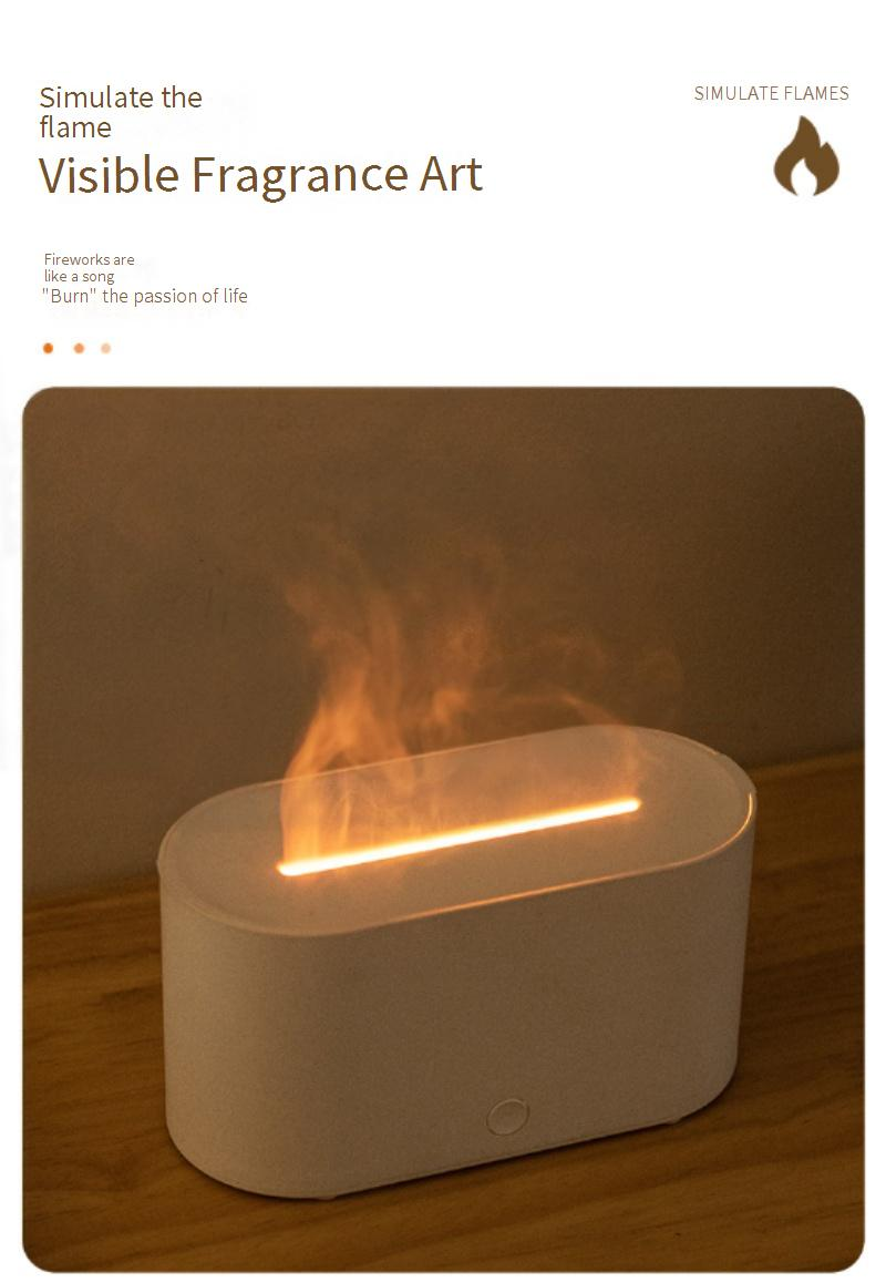 Ultrasonic Aroma Diffuser With Colorful Flame Effect - USB-Powered Essential Oil Humidifier For Home & Office, 7 Wood Grain & Crackle Finishes_voghion.com