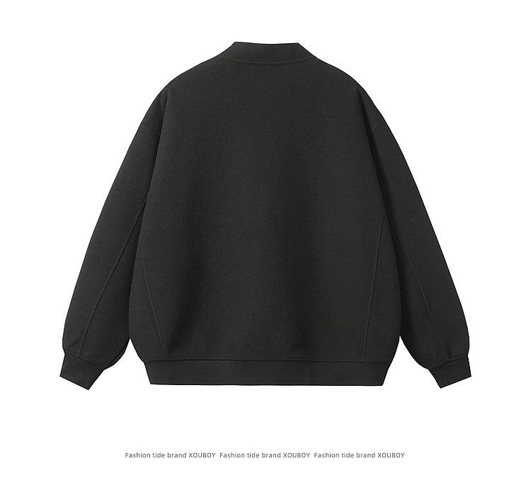 Chaqueta tipo cárdigan estilo suéter retro de color liso con diseño de gofre de 400 g, cuello en V y manga larga, tendencia para hombre_voghion.com