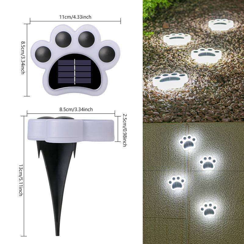 Luces solares de jardín con forma de pata de gato, luces LED impermeables para exteriores, ideales para decorar caminos, patios y escaleras (luz blanca/cálida)_voghion.com
