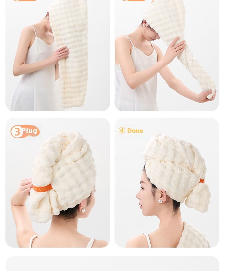 Coral Fleece Hair Towel Wrap – Ultra-Soft & Antibacterial (7A Grade, Class A Certified) – Wide Design For All Hair Types_voghion.com