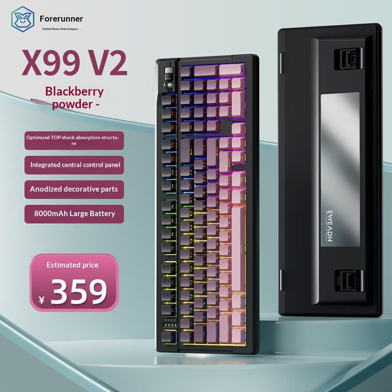 Vanguard X99v2 Custom Mechanical Keyboard - Wireless Bluetooth Tri-Mode RGB Backlit, PBT Side-Lit Keycaps, 8000mAh Battery, Hot-Swappable Switches_voghion.com