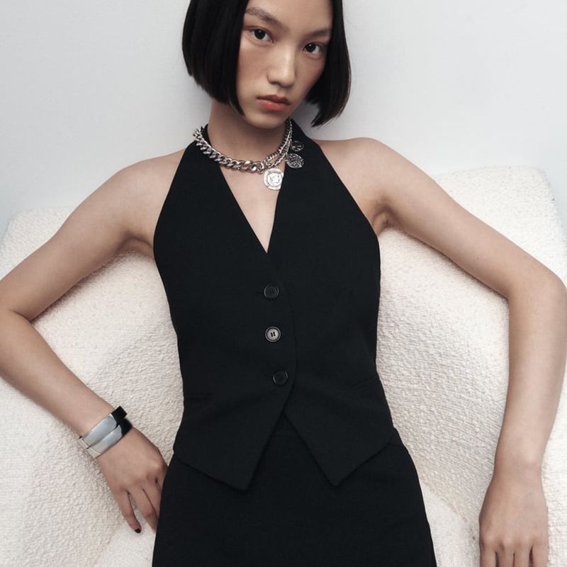 N11583ZA metalinė grandinėlė, kūrybingas ir nišinis dizainas, minimalistinis apvalios etiketės pakabukas, apykaklės grandinėlė_voghion.com