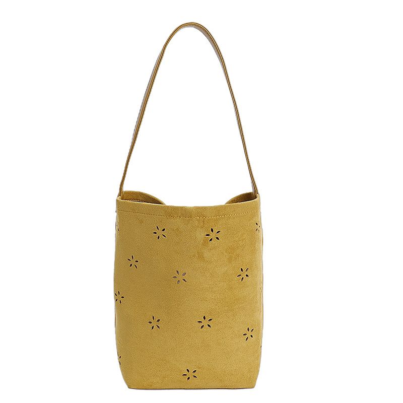 Borsa a secchiello in pelle scamosciata di grande capacità, stile coreano, elegante, da donna, nuova, 2025, con tracolla singola_voghion.com