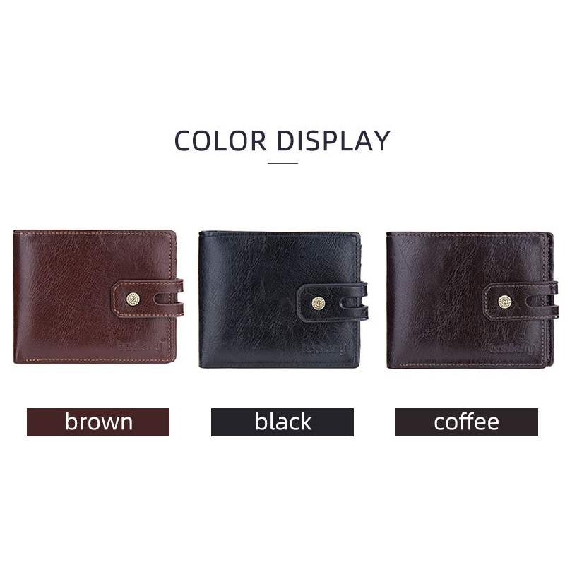 Baellerry New Paragraph Men's Short Wallet Retro Multi-card Buckle Wallet Simple Zipper Coin Purse_voghion.com