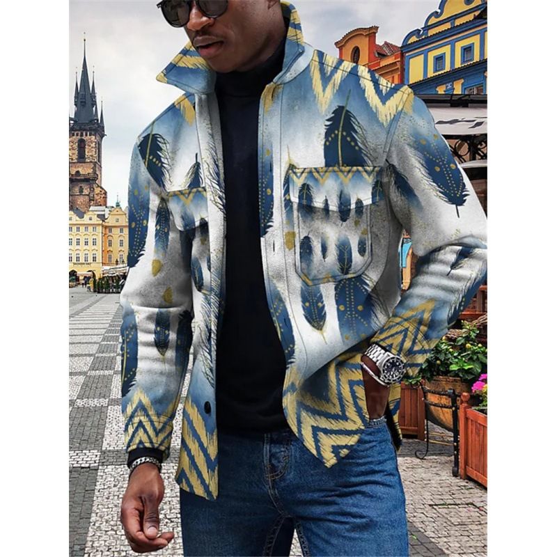 Herenkleding Herfst en Winter Enkelrijs Vest 3D Digitaal Geprint Retro Kleur Jas_voghion.com