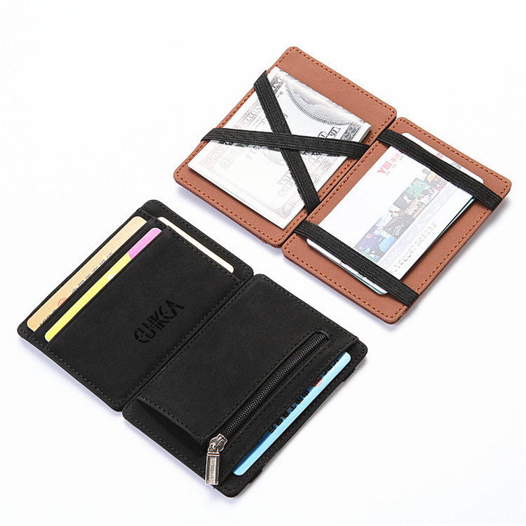 Mini Portafogli Portamonete con cerniera Tasca portamonete Sottile Portafoglio maschile magico Porta carte di credito in pelle PU di qualità Borse piccole da uomo_voghion.com