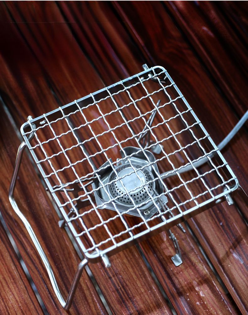 Outdoor Portable Stainless Steel Stove Head Simple BBQ Rack Grid Pan Stand Grill Net Small Size Easy To Store_voghion.com