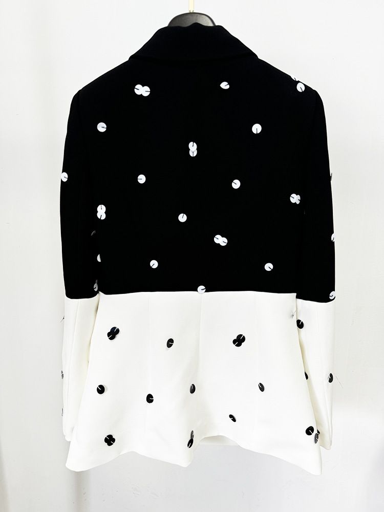 Moda Lantejoulas Contas Colorblock Terno Jaqueta Rabo de Peixe Saia Longa Terno_voghion.com