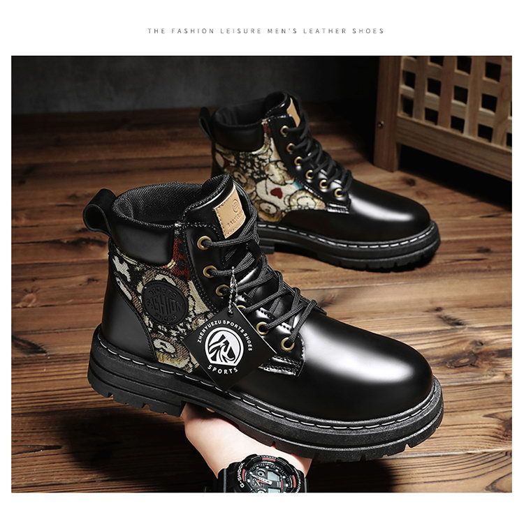 Men's British Style Martin Boots - Low Top Work Boots With Breathable PU Upper & Cushioned Insole For Winter & Spring (Khaki/Black/Gray, Sizes 39-48)_voghion.com