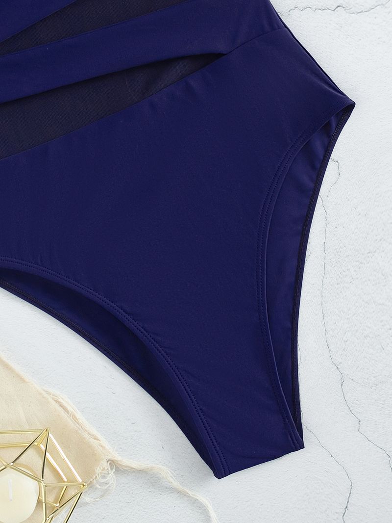 2025 nou, lemn multicolor, marginea urechii, plasă cu un umăr, costum de baie sexy dintr-o singură bucată, bikini pentru comerț exterior european și american_voghion.com