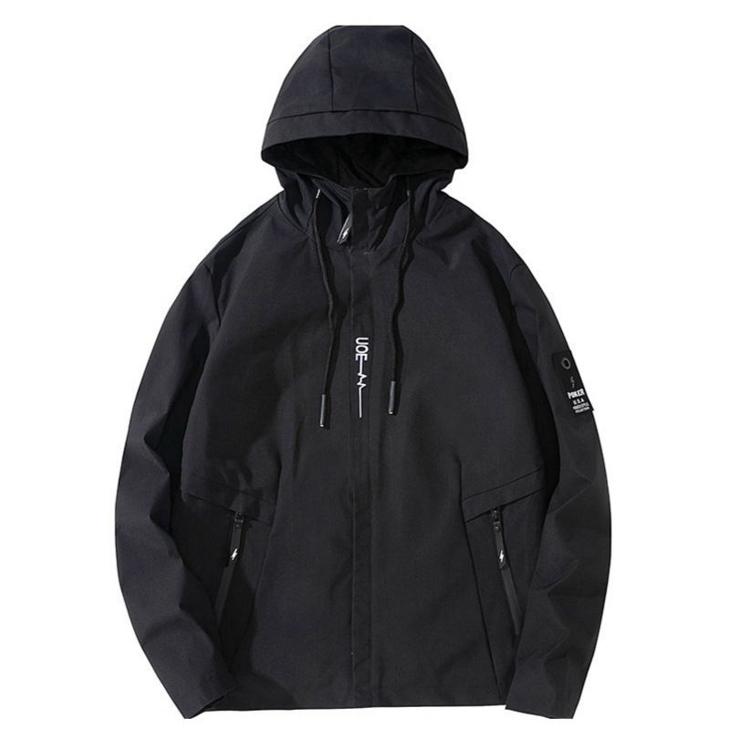 European Size Autumn Men's Simple Workwear Trendy Brand Hooded Outerwear Sports Casual Jacket_voghion.com