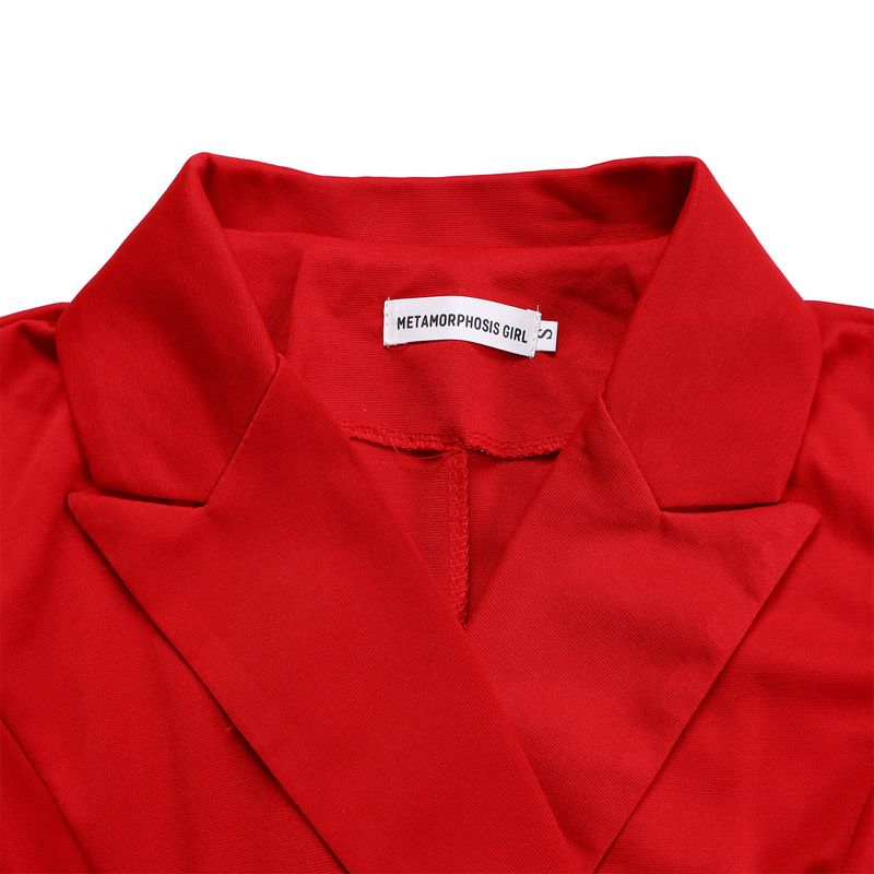 Damenbekleidung Damenmode Temperament Zweireihiger Anzugkragen Einfarbiges Kleid Mittellanges Kleid_voghion.com