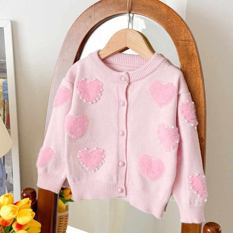 Creme Pullover Gestrickte Pullover 2025 Neue Stil Weibliche Schatz Perle Herz Strickjacke Tutu Rock Schatz Prinzessin Mode_voghion.com