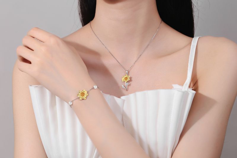 Collana girasole Bracciale donna Orecchini girasole Gioielli personalità Tide Niche_voghion.com