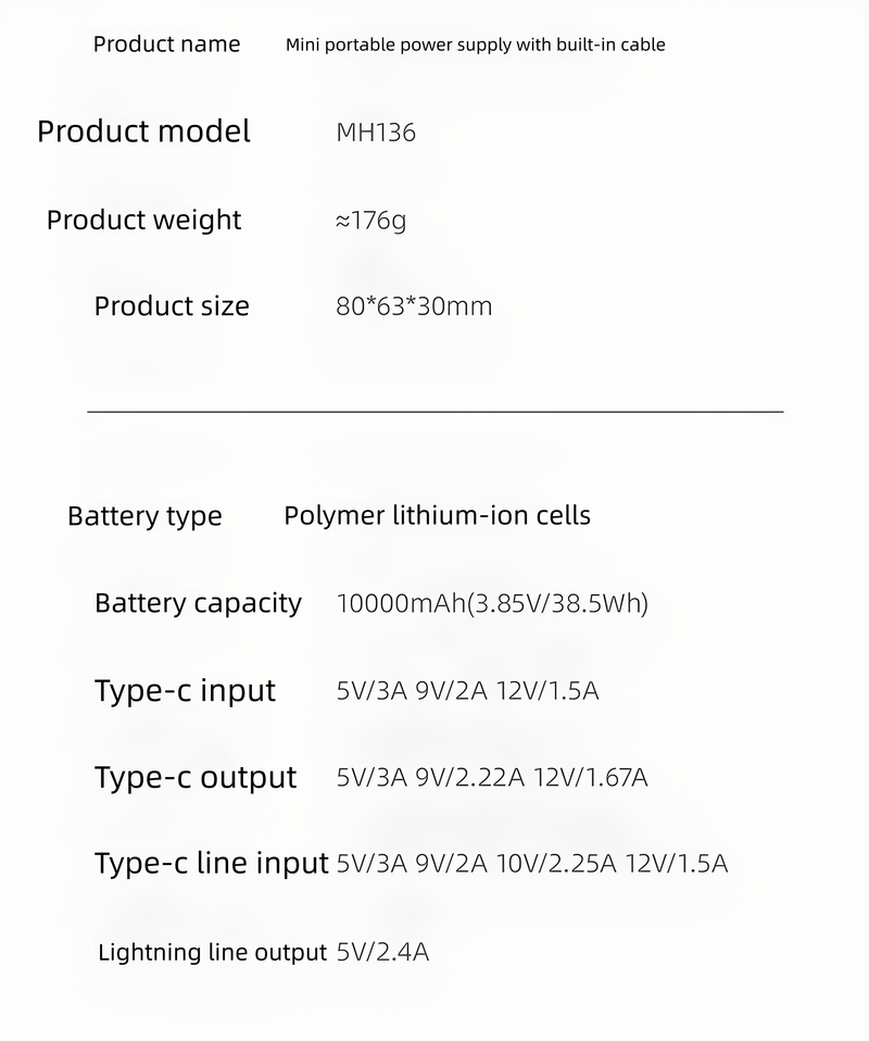 Gift 3C Certified Airplane Compact Portable 10000mAh Power Bank Dual Fast Charging_voghion.com