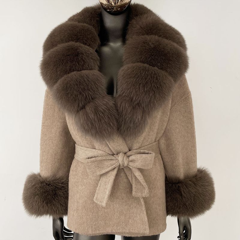 Luxuriöser doppelseitiger Wollmantel mit Fuchspelzkragen – Übergroßer Damen-Wintermantel, eleganter mittellanger Trenchcoat für Freizeit und Büro_voghion.com