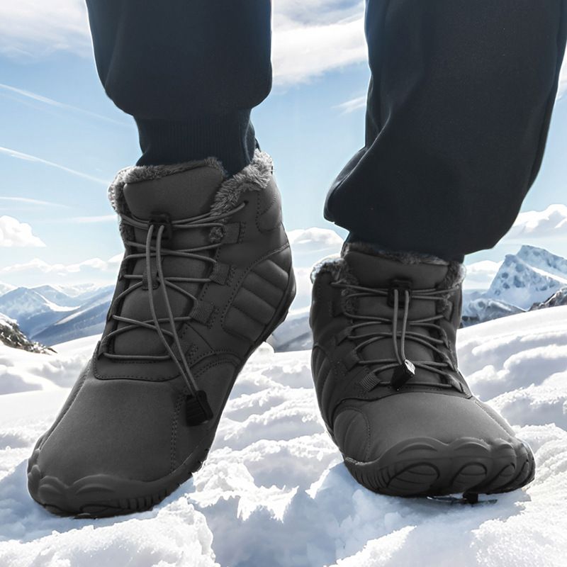 Pantofi de iarnă impermeabili pentru exterior, din fleece îngroșat pentru căldură, zăpadă cu antiderapante rezistente la uzură, pentru bărbați și femei 5B3_voghion.com