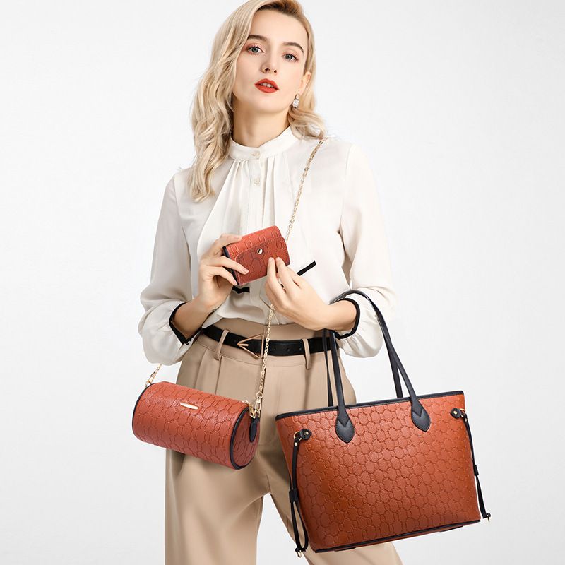 Tote Bag 2023 Fashion New højkvalitets tredelt sæt med stor kapacitet Dame håndtaske Kortholder Skulder Messenger Bag_voghion.com