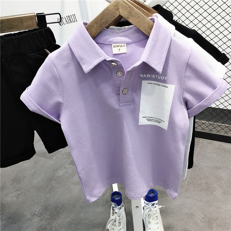 Mãe e crianças polo infantil meninos verão crianças de manga curta camiseta lapela algodão topo tendência do bebê_voghion.com
