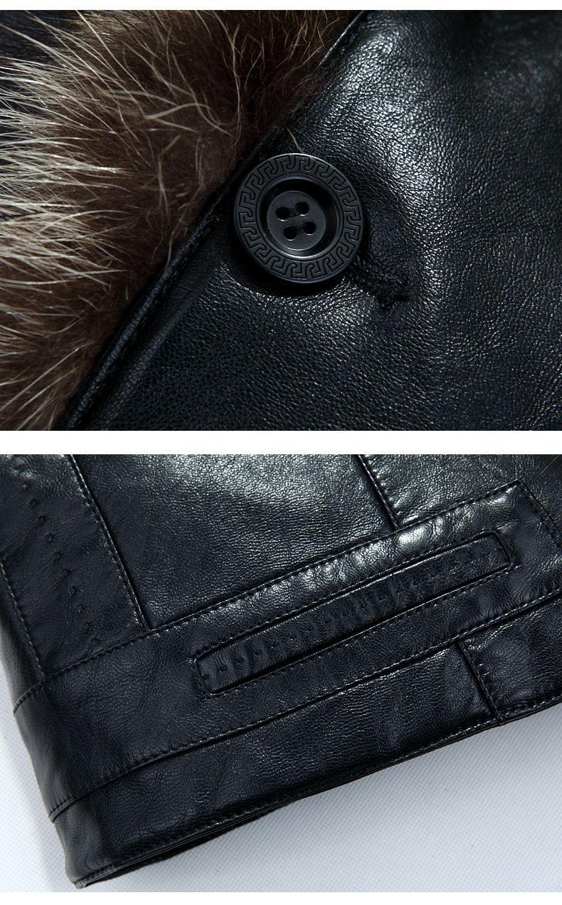 Giacca da uomo in vera pelle di montone - Stile bomber corto con fodera in pelliccia sintetica (nero/marrone, S-5XL)_voghion.com