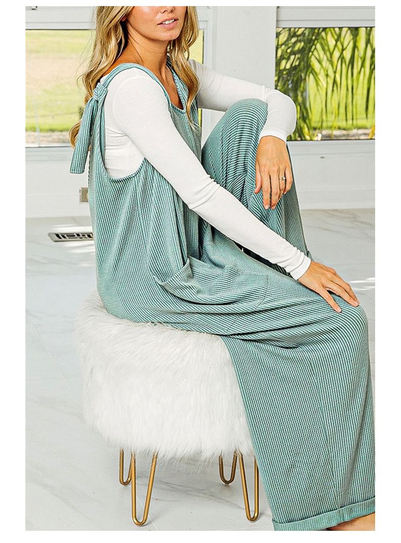 Shiying herfst nieuwe effen kleur V-hals mouwloze jumpsuit vrouwen, casual losse rechte wijde pijpen broek voor vrouwen_voghion.com